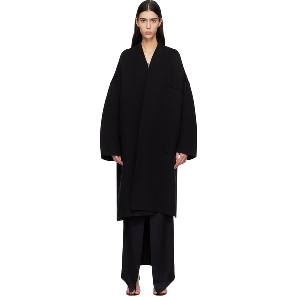  Tom Ford Black Sculptural Interlock Open Coat 