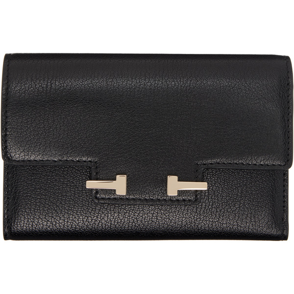  Tom Ford Black Supple Grain Leather Aube Compact Wallet 