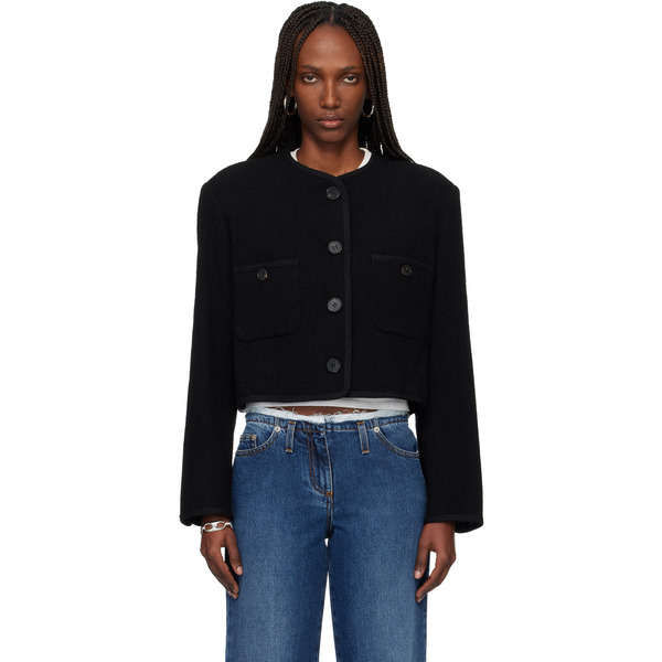  Tonywack Black Tweed Cropped Wool Jacket 