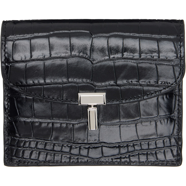  Toteme Black T-lock Croco-embossed Card Holder 