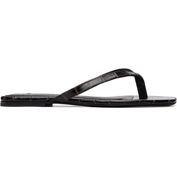  Toteme Brown Croco-embossed Flip-flops 