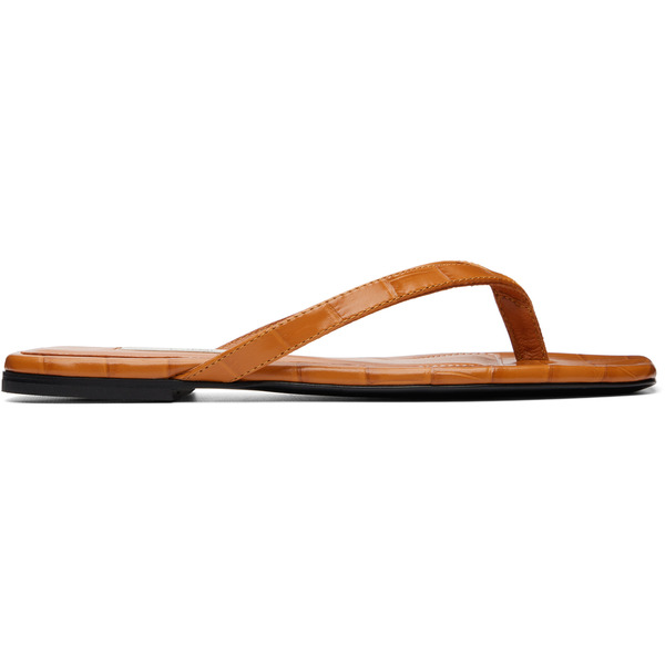  Toteme Orange Croco-embossed Flip-flops 