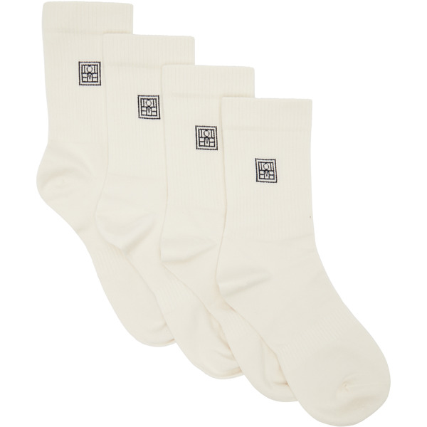  Toteme Two-pack Off-white Monogram Socks 