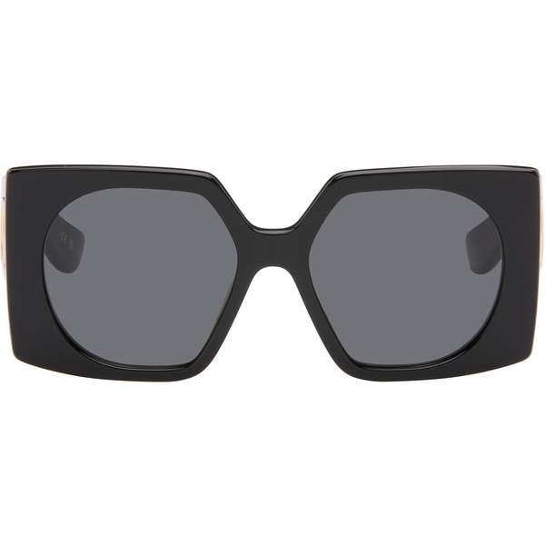  Valentino Black Rectangular Acetate Sunglasses 