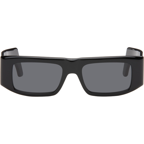  Valentino Black Rectangular Acetate Sunglasses 