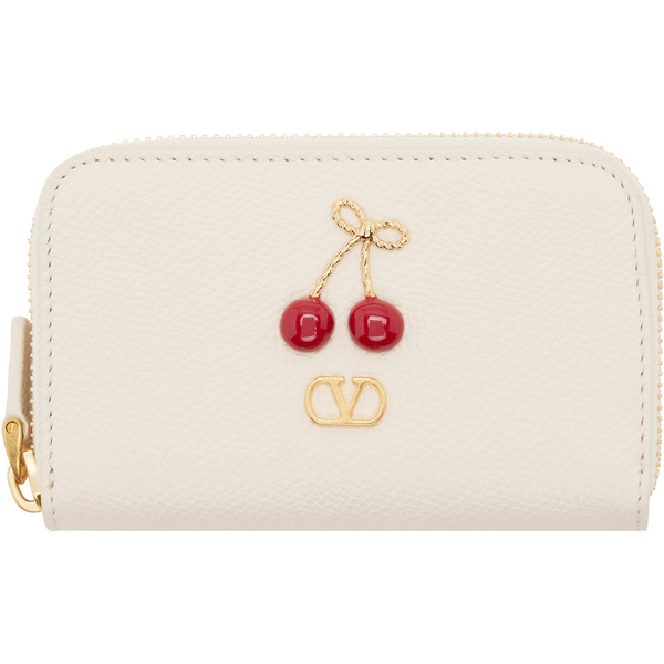  Valentino Garavani Off-white Cherryfic Mini Zip Wallet 