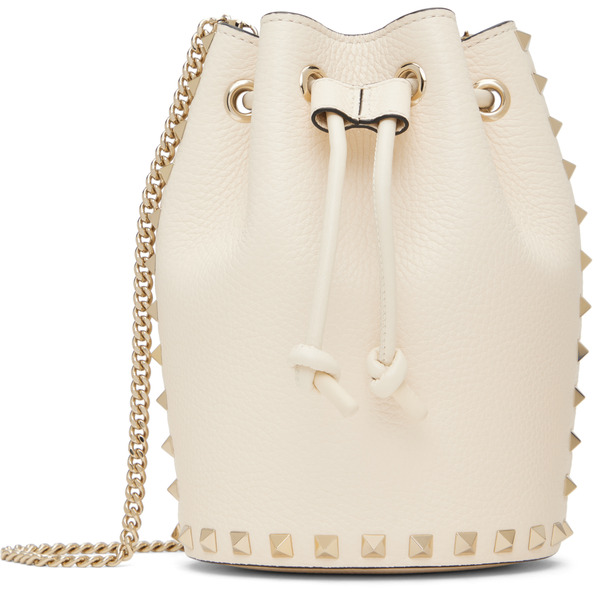  Valentino Garavani Off-white Mini Drawstring Rockstud Bag 
