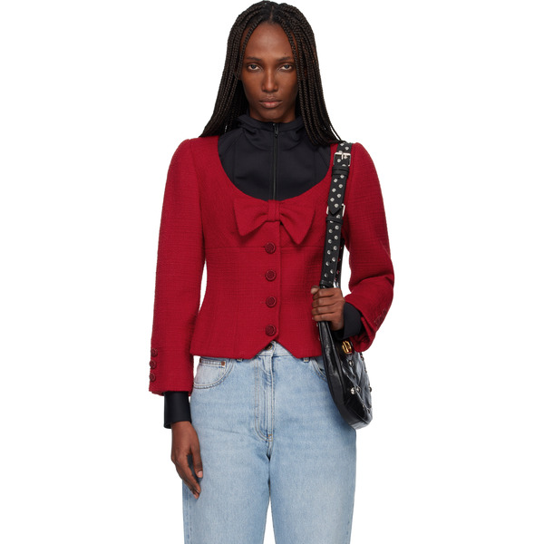  Valentino Red Tweed Jacket 