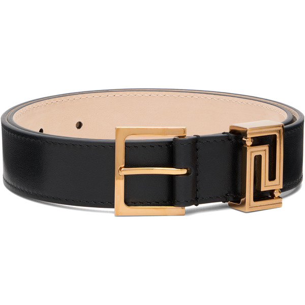  Versace Black Greca Goddess Leather Belt 