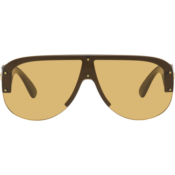  Versace Black Shield Aviator Sunglasses 