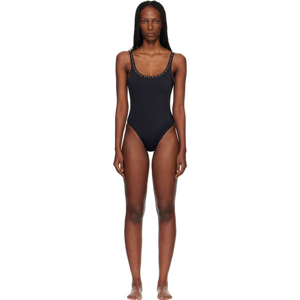  Versace Black Studded Swimsuit 