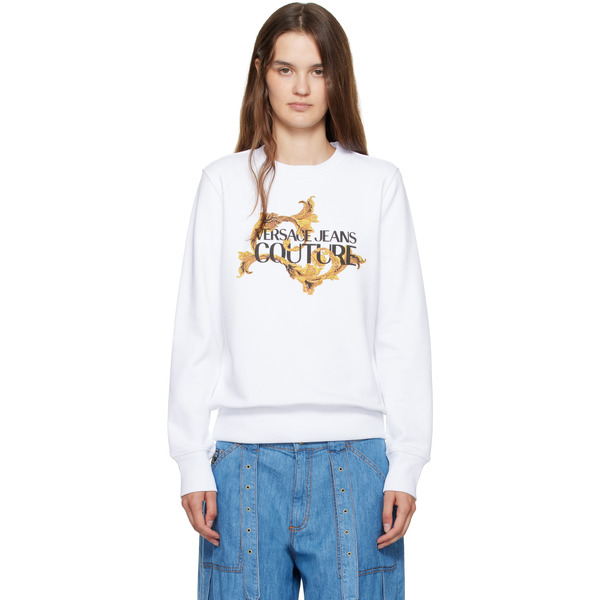  Versace Jeans Couture White Screen-printed Sweatshirt 
