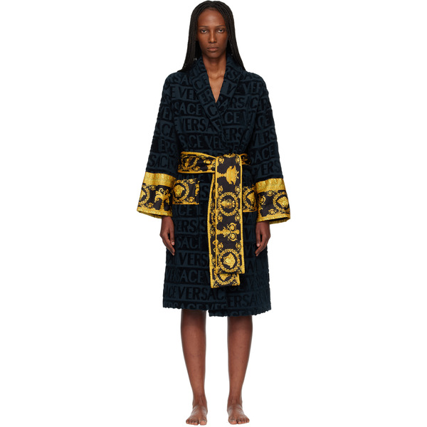  Versace Navy 'i Heart Baroque' Bathrobe 