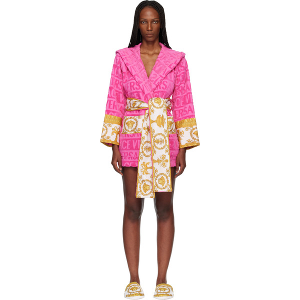  Versace Pink 'i Heart Baroque' Short Bathrobe 