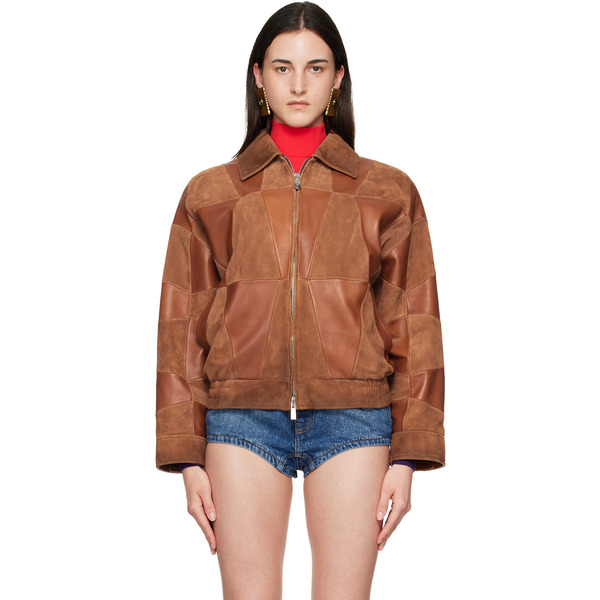  Versace Tan Blouson Leather Jacket 