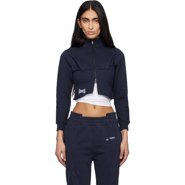  Vetements Navy Upside Down Zip Track Jacket 