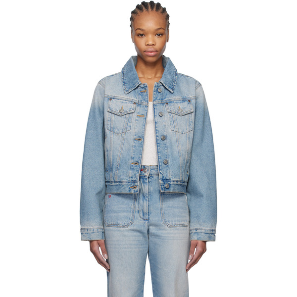  Victoria Beckham Blue Padded Denim Jacket 