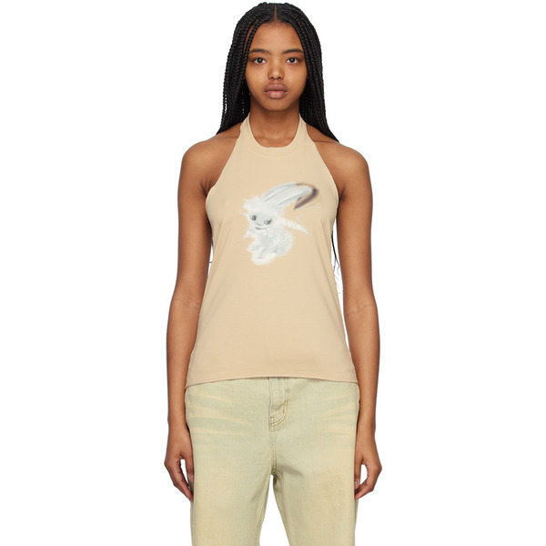  We11done Beige Halter Tank Top 