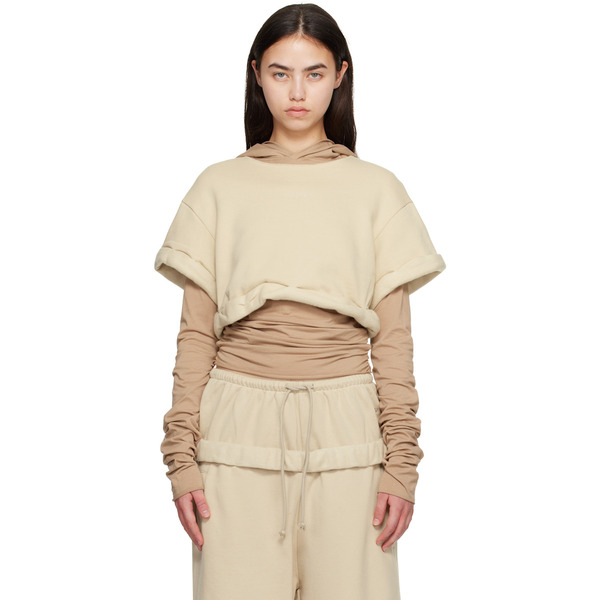  We11done Beige Layered Roll-up Hoodie 