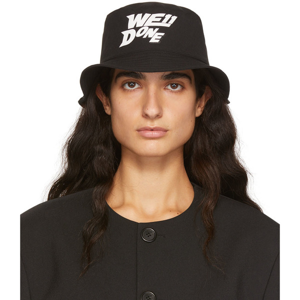  We11done Black Basic Logo Bucket Hat 
