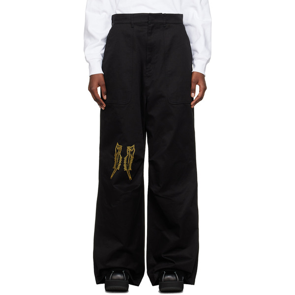  We11done Black Embroidered Trousers 