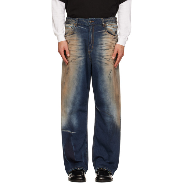  We11done Blue Loose-fit Dirty Jeans 