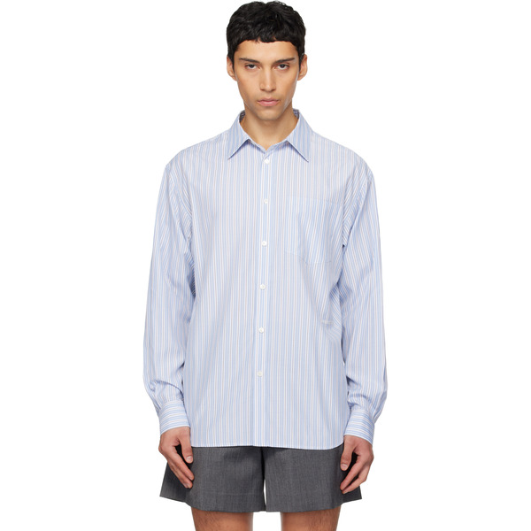  We11done Blue Striped Basic Shirt 