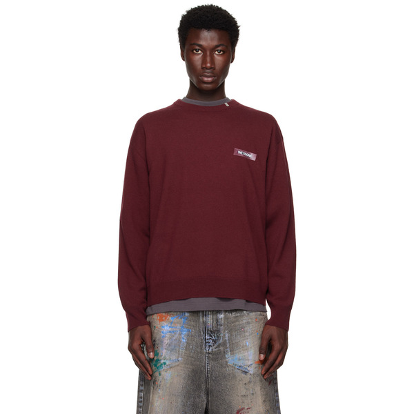  We11done Burgundy Logo Knit Pullover Sweater 
