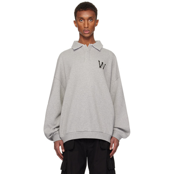  We11done Gray Pearl Logo Polo 