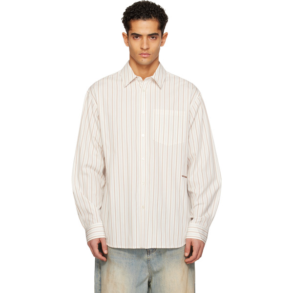  We11done White Striped Basic Shirt 