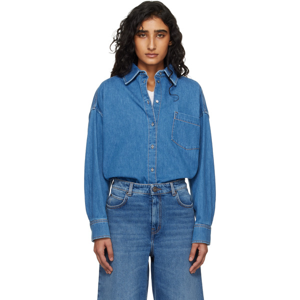  Weekend Max Mara Blue Foggia Denim Shirt 