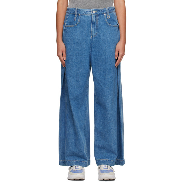  Wooyoungmi Blue Wide Folding Jeans 