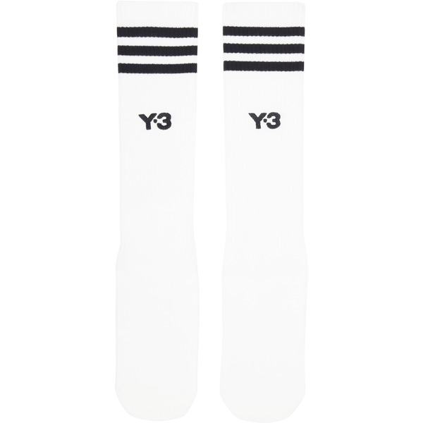  Y-3 White Stripes High Socks 