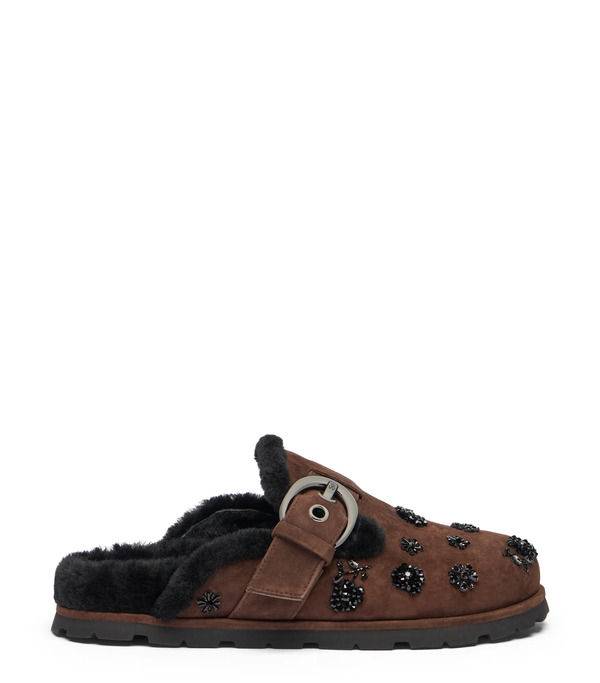  Stuart Weitzman Chrystie Shearling Mule - Mujer  Walnut/black 36 