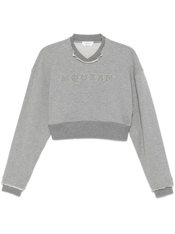  Alexander Mcqueen Alexander Mcqueen Logo Cotton Cropped Sweatshirt 