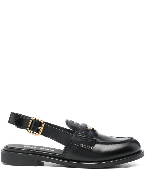  Miu Miu Miu Miu Leather Slingback Loafers 
