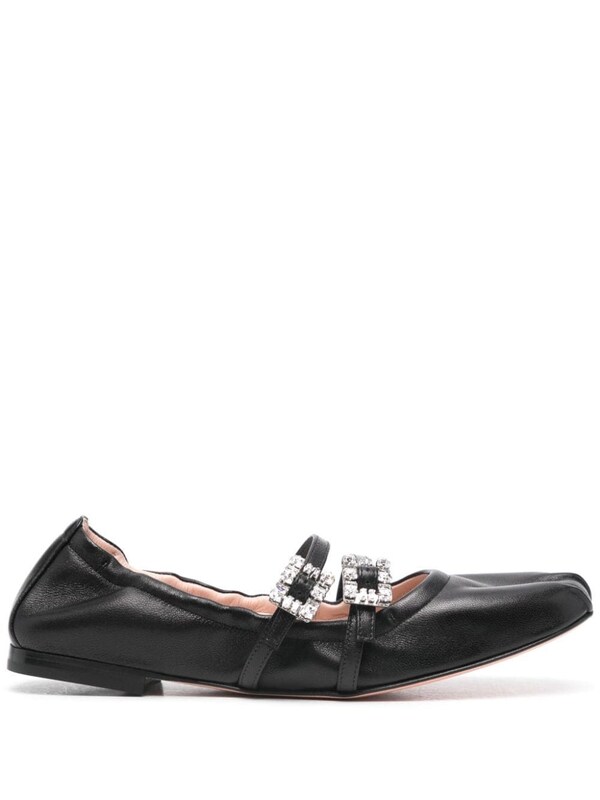  Roger Vivier Roger Vivier Mini Strap Strass Leather Ballet Flats 