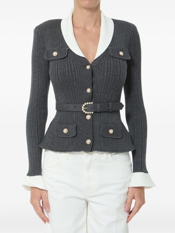  Self Portrait Self Portrait Belted Ribbed Cardigan 