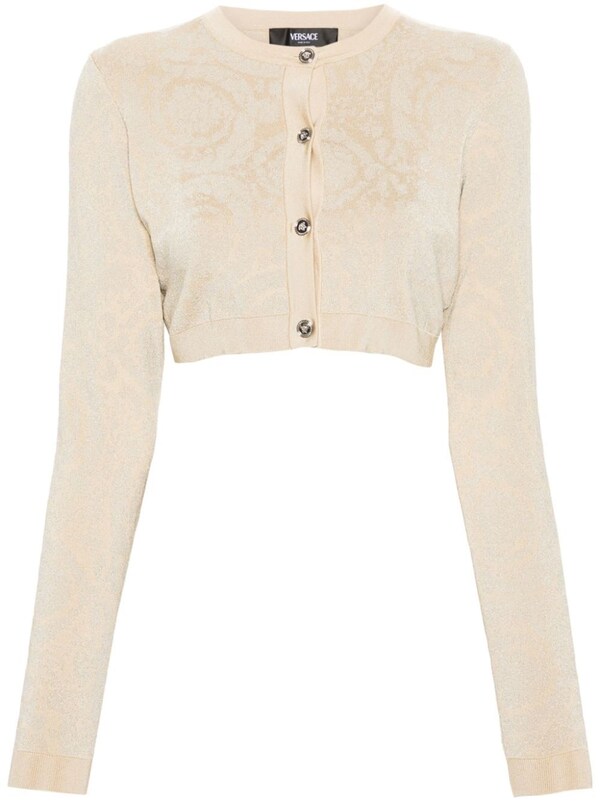  Versace Versace Barocco Texture Cropped Cardigan 