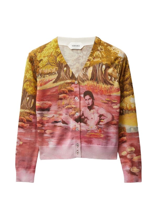  Versace Versace Printed Silk Cardigan 