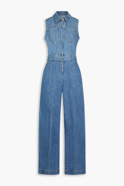  Frame - Belted Faded Denim Jumpsuit - Blue - L 